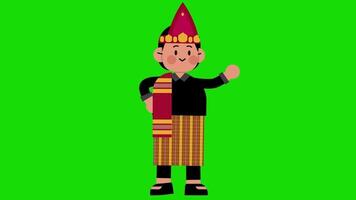 Male Cartoon Bataknese Speaking Loop Animation Cycle Green Screen video