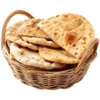 AI generated 3D Rendering of a Bread in a Basket on Transparent Background - Ai Generated png