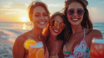 AI generated Three Women Standing on Beach photo