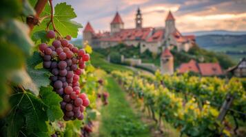 AI generated Cluster of Grapes Hanging From Vine photo