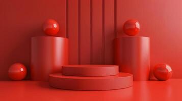 AI generated Red Room With Round Object photo