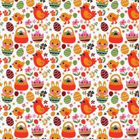 Cute Rabbit Chick Eggs Easter Pattern Design vector