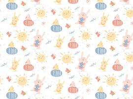 Easter Egg and Bunnies Vector Pattern
