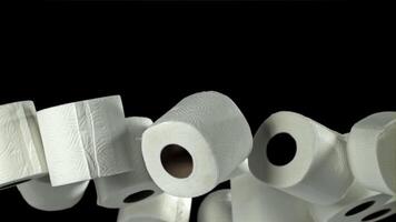 Toilet paper flies up and falls down. Filmed on a high-speed camera at 1000 fps. High quality FullHD footage video