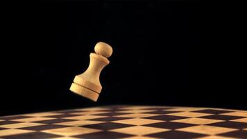 Super slow motion chess figure falls on the chessboard. On a black background.Filmed on a high-speed camera at 1000 fps. video