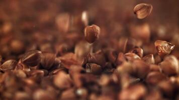 grano saraceno cascate avvicinamento. girato su un' alta velocità telecamera a 1000 fps. alto qualità FullHD metraggio video