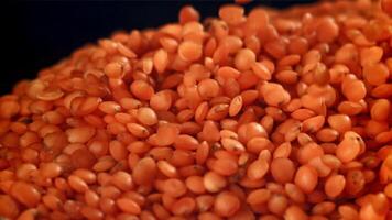 Falling lentil seeds. Filmed on a high-speed camera at 1000 fps. High quality FullHD footage video