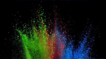Super slow motion Explosion of color powder on black background. Filmed on a high-speed camera at 1000 fps. High quality FullHD footage video