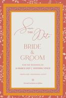 Save the date invitation card design with floral border. vector