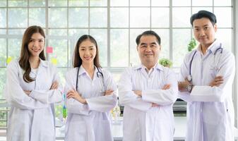 Portrait of medical professor and a medical student in a hospital photo