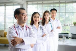 Portrait of medical professor and a medical student in a hospital photo