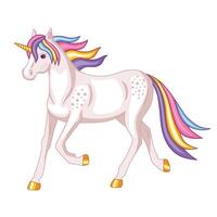 hermosa arco iris corriendo unicornio. aislado objeto. vector