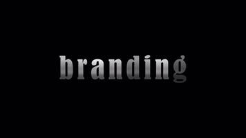 Branding silver text with effect animation on black abstract background. video