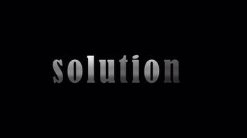 Solutions silver text with effect animation on black abstract background video