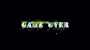 Animation text of Game Over gold neon glitch text video