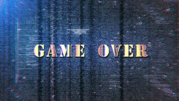 Game Over golden text title with digit sci fi effect video