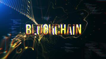 Abstract animation of Block Chain glitch text effect animation video