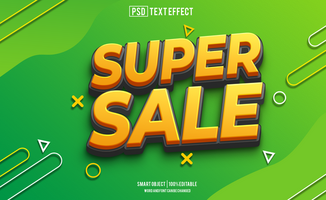 super sale text effect, font editable, typography, 3d text psd