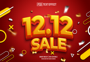 12 12 sale text effect, font editable, typography, 3d text psd