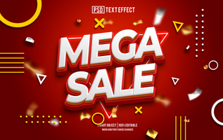 mega sale text effect, font editable, typography, 3d text psd