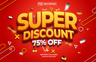 super discount text effect, font editable, typography, 3d text psd