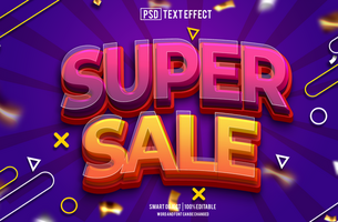 super sale text effect, font editable, typography, 3d text psd