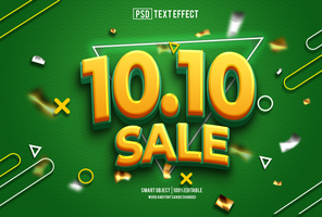 10 10 sale text effect, font editable, typography, 3d text psd