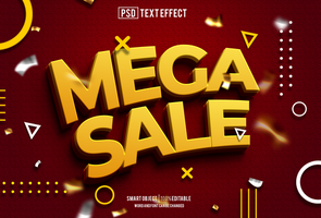 mega sale  text effect, font editable, typography, 3d text psd