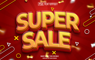 super sale text effect, font editable, typography, 3d text psd