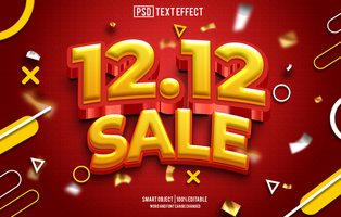 12 12 sale text effect, font editable, typography, 3d text psd