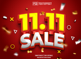 11 11 sale text effect, font editable, typography, 3d text psd
