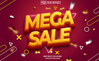 mega sale text effect, font editable, typography, 3d text psd