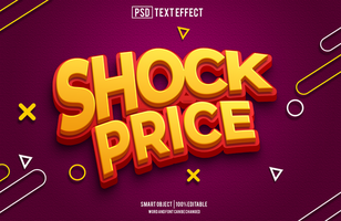 shock price text effect, font editable, typography, 3d text psd