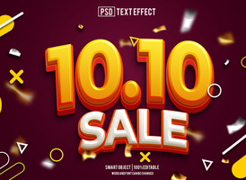 10 10 sale text effect, font editable, typography, 3d text psd