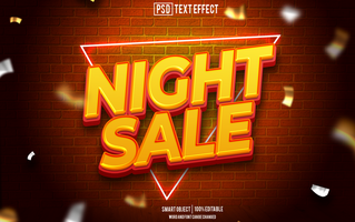 night sale text effect, font editable, typography, 3d text psd