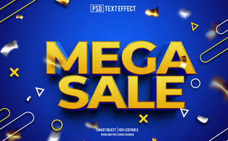 mega sale text effect, font editable, typography, 3d text psd