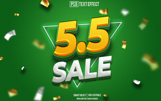 5 5 sale text effect, font editable, typography, 3d text psd