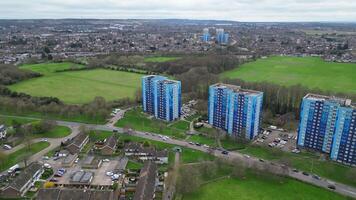 Aerial View of North Luton City During Cloudy and Rainy Day. Luton, England UK. March 19th, 2024 video