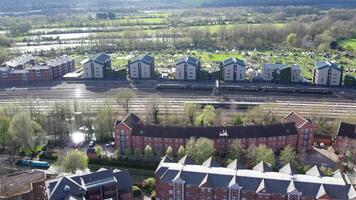 Aerial View of Oxford City Railway Station Near River Thames at Oxford City of England United Kingdom. March 23rd, 2024 video