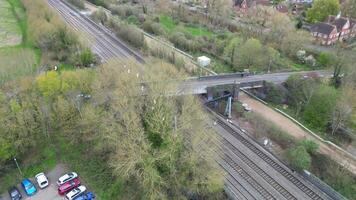 Aerial View of Oxford City Railway Station Near River Thames at Oxford City of England United Kingdom. March 23rd, 2024 video