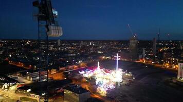 Aerial Footage of Illuminated Tall Buildings During Night at Central Birmingham City of England Great Britain. March 30th, 2024 video