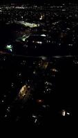 Aerial Vertical Footage of Illuminated Cambridge City Centre at Night. England UK. March 21st, 2024 video