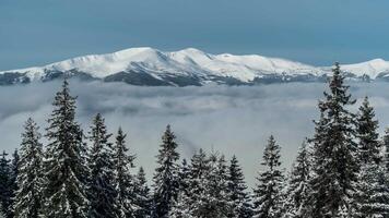 Time lapse of Clouds move over the valley in Carpathian mountains. video