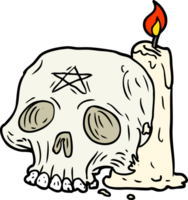 vela y calavera espeluznante de dibujos animados png