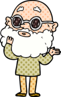 cartone animato curioso uomo con barba e bicchieri png