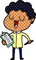 laughing cartoon man with clipboard and pen png