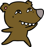 urso de desenho animado mostrando os dentes png