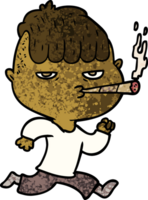 cartoon man smoking whilst running png