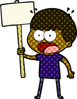 cartoon shocked man with placard png