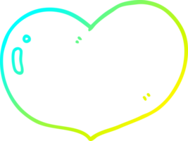 cold gradient line drawing of a cartoon love heart png